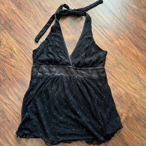 Y2K lacey halter top black by Studio Y witchy gothcore retro